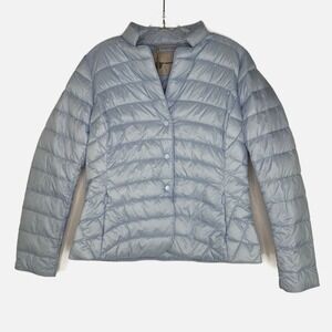 $795 New JAN MAYEN Luxury Italian Designer Pastel Blue Down Quilted Puffer‎ US 6